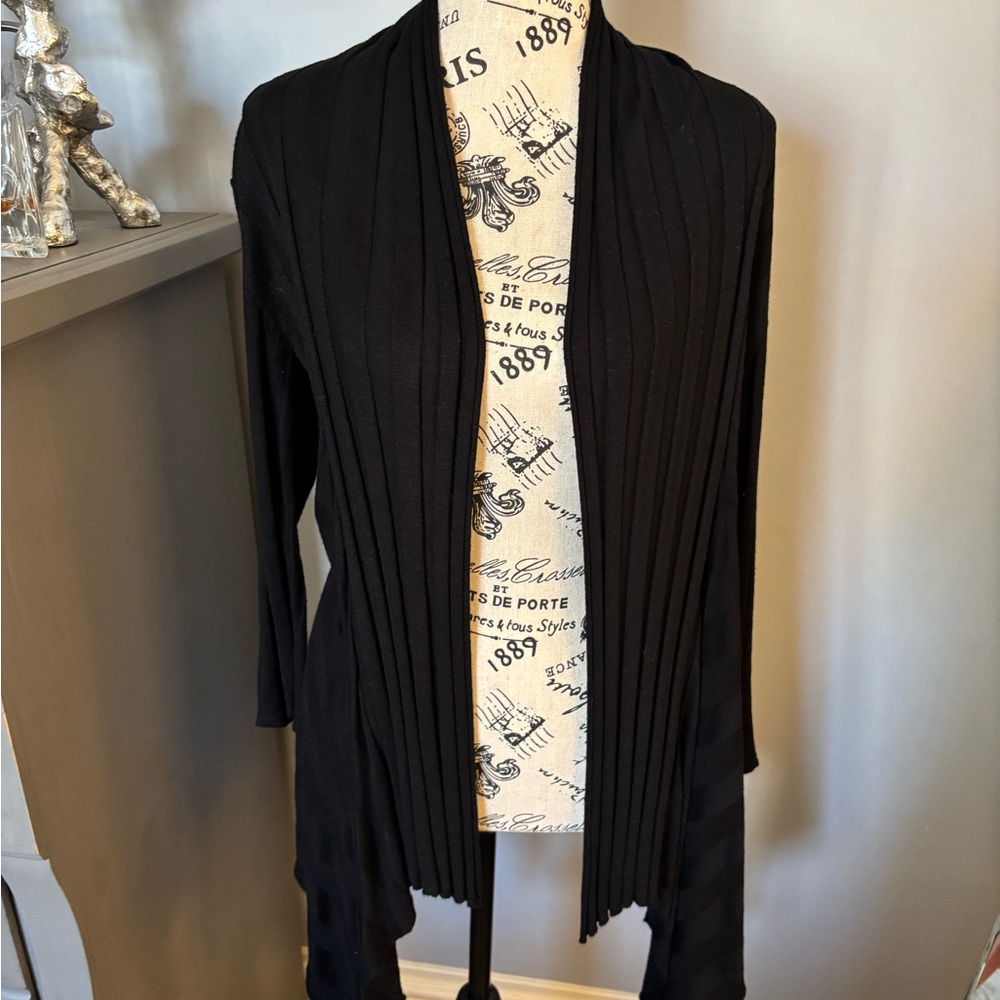 INC International Concepts Black Open-Front Cardigan